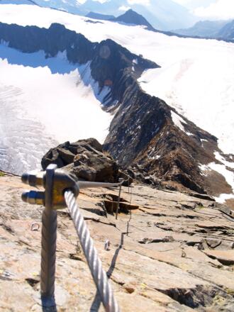 Müllerhütte vom Pfaffengrat aus gesehen