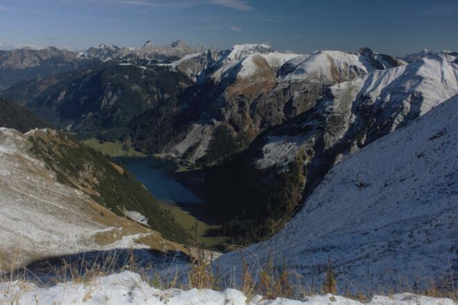 Blick von der Hinteren Schafwanne zum Vilsalpsee
