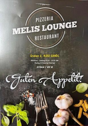 Speisekarte Pizzeria Melis Lounge Restaurant Sandl