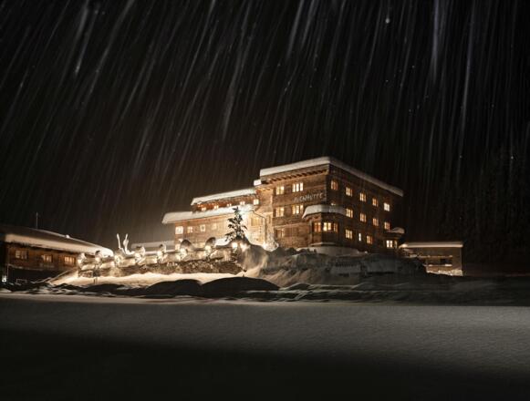 Auenhütte Hirschegg bei Nacht