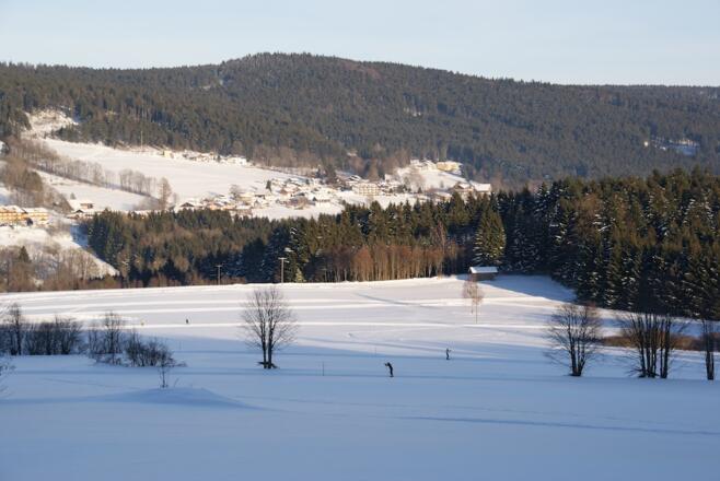 Blick auf das Loipengelände von Westen
