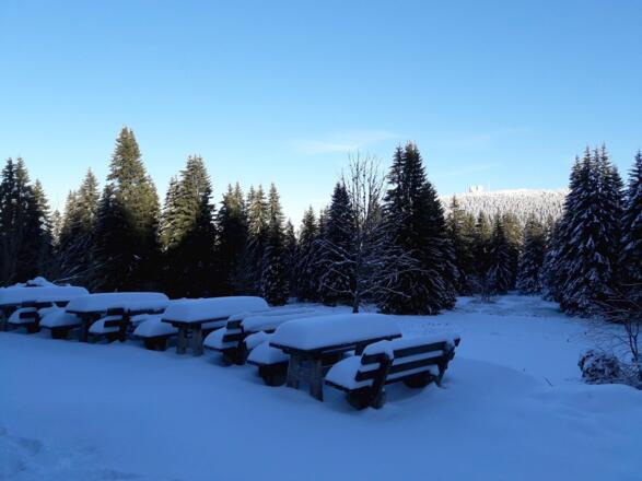 Blick von der Chamer Hütte zum Großen Arber