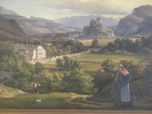 Edmund von Wörndle Anton Kink zeigt auf seinen Besitz in Endach, 1851, Öl auf Leinwand