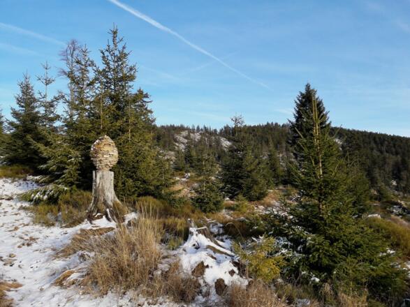 Markanter &quot;Steinmann&quot; am Weg zum Grenzsteig