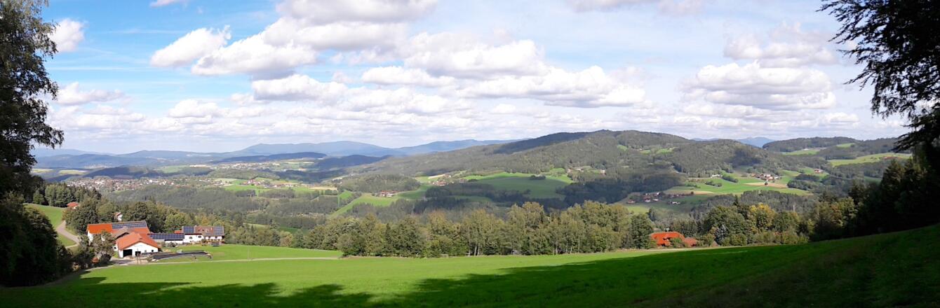Panorama über Zierling vom Hohen Bogen bis zum Großen Arber