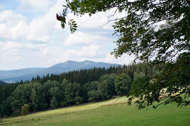 Kleiner und Großer Osser vom Weg Mooshütte - Kleiner Arbersee ("Gläserner Steig")