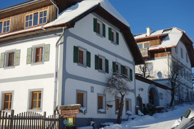 Kühe füttern am Biobauernhof Stadler