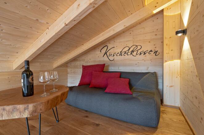 Baumhotel Waldloft Wohn-/Schlafbereich