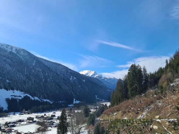 Chesa Bunita Aussicht Richtung Tal