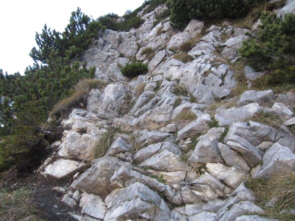 Es sind immer wieder leichte Kletterein zu bewältigen