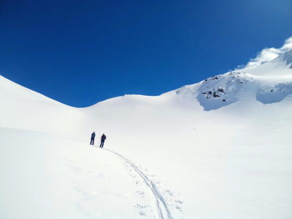Der "Gipfelhang" hinauf in die Rote Furka.