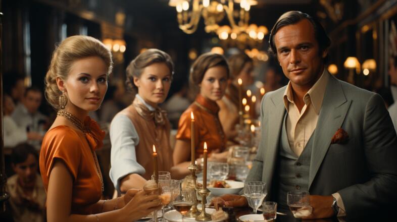 Schickeria in der Käfer Schänke in den 80s (KI generated)