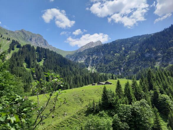 Unterhalb von der Gaden Alpe führt der Weg talauswärts