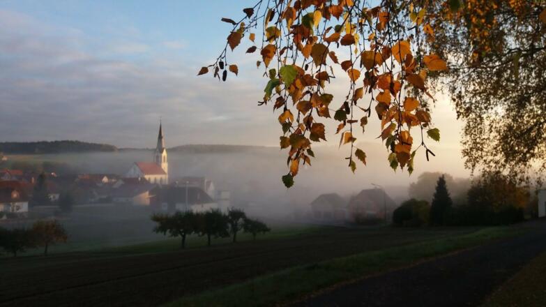 Blick auf Windshausen mit Bonifatiuskirche