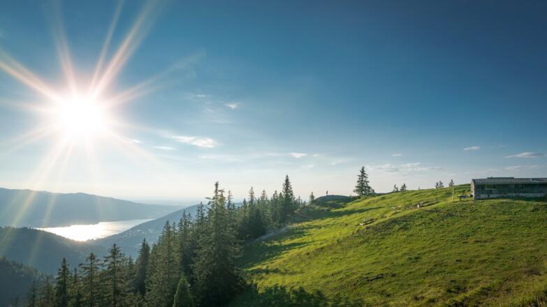 Baumgartenalm mit Blick auf den Tegernsee