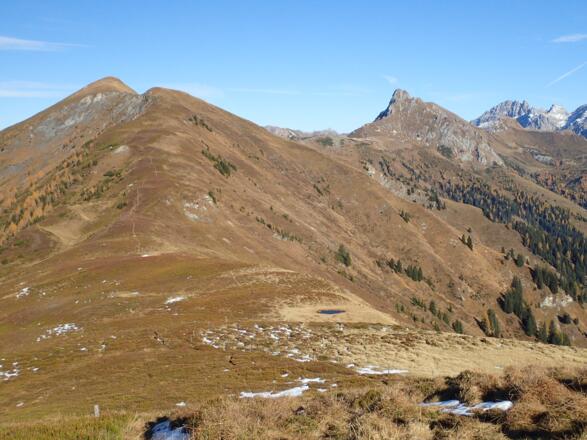 Rückschau auf die Gratverbindung zum Draugstein