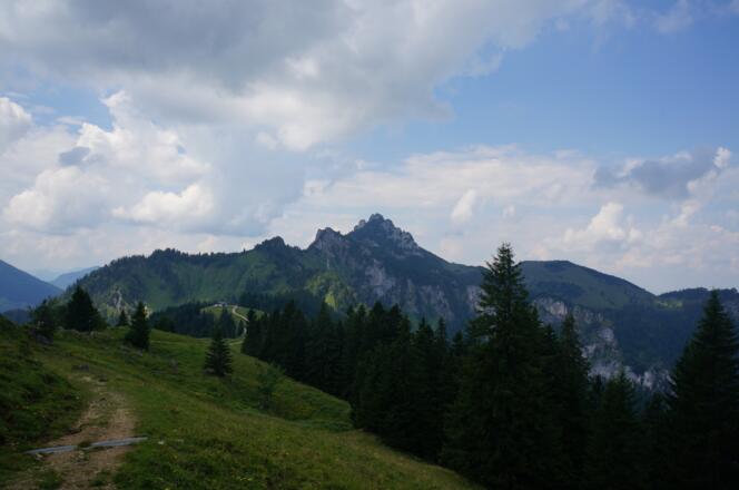 Blick zur Hochalm mit Kampenwand
