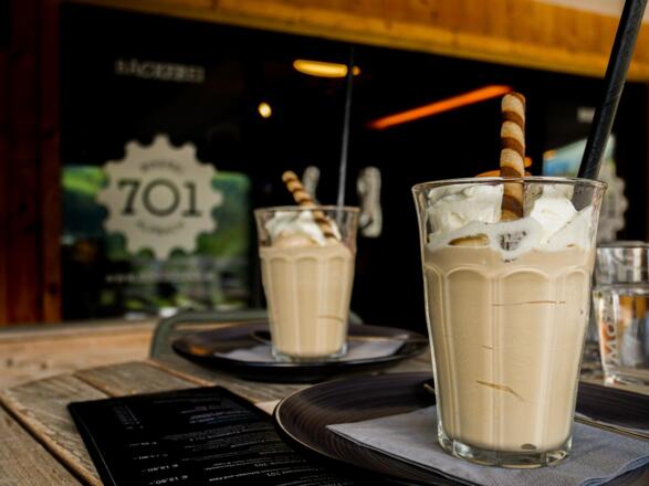 Eiskaffee bei der Bikerei