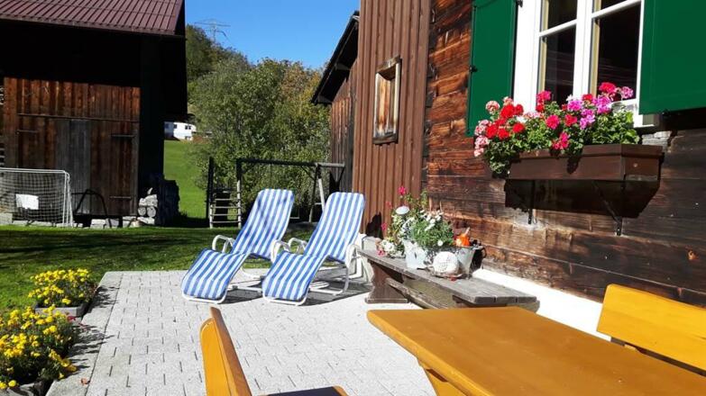 Bergfrieden in Partenen - Terrasse