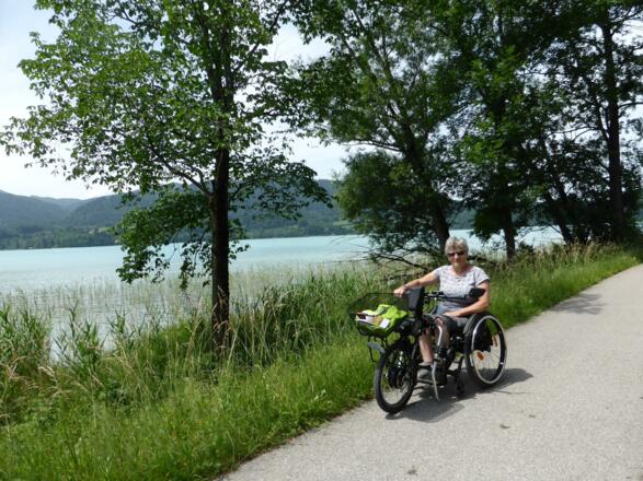 Von Seeglas Richtung Tegernsee am Radweg entlang der stark befahrenen Straße
