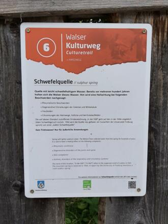 Schwefelquelle Hirschegg Sommer Schild