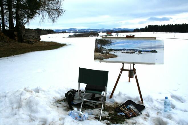 An der Staffelei WinterWeigetschlag