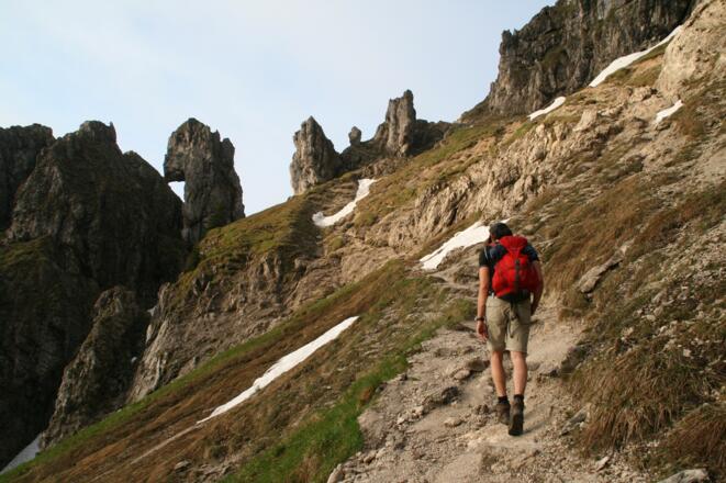 Grandiose Felsformationen auf dem Weg zur Klammspitze