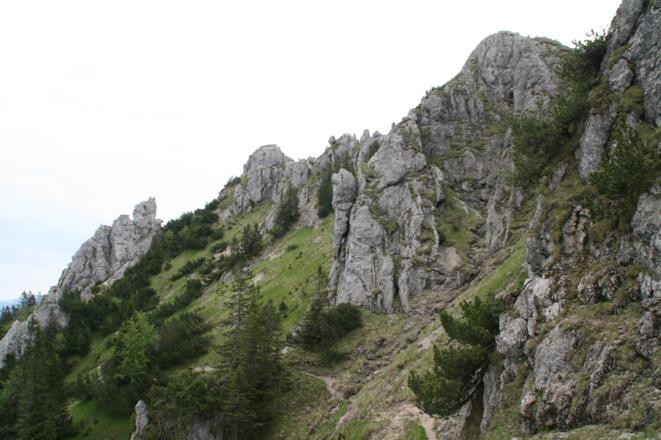 Selbst auf 1400 m kann im Alpenvorland das Gelände recht alpin sein.