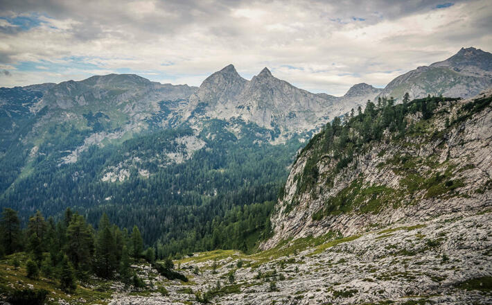 Die Teufelshörner, aufgenommen im Aufstieg zum Funtenseetauern