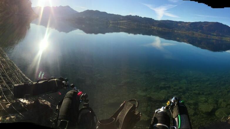 Tauchplatz Steinschlag Tafel