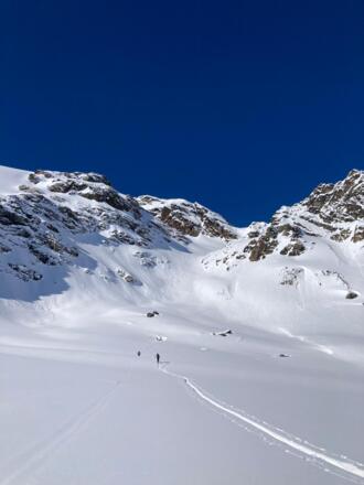 Aufstiegsspur vom Lareintal auf die Schnapfenspitze im unteren Bereich