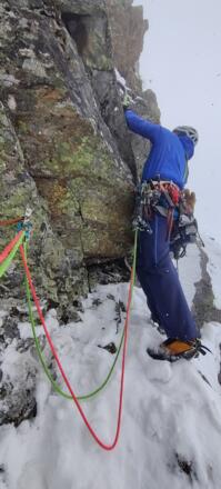 Am Beginn der Querung in der 3. Seillänge