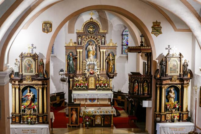 Innenansicht der Pfarrkirche Liebenau