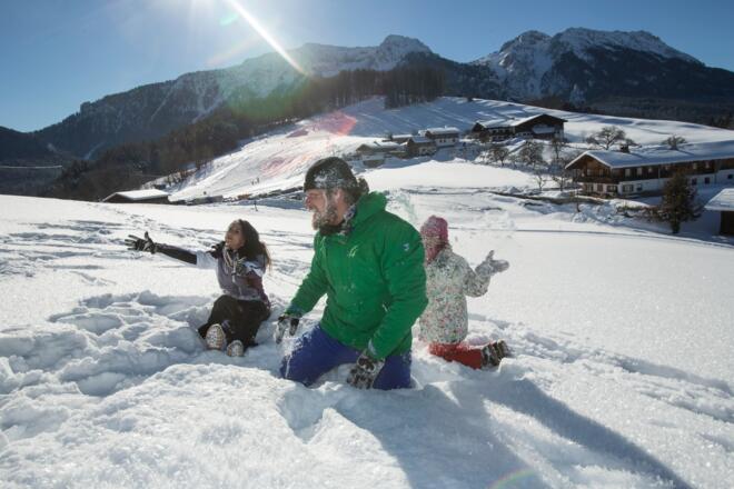 Schneespaß auf der Kesselalmrunde in Inzell