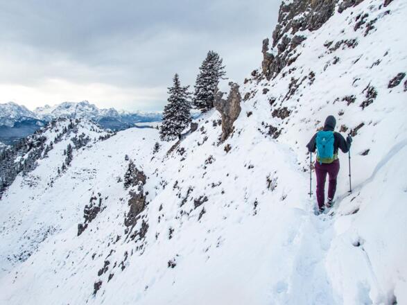 Der Weg zurück zum Seinskopf. Wir hatten damals keine Grödel an und einen griffigen Schnee. Je nach Verhältnisse könnte dies aber auch anders sein.