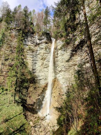 Der Schleierfall liegt direkt am Weg hoch zur Truckenthanalm.