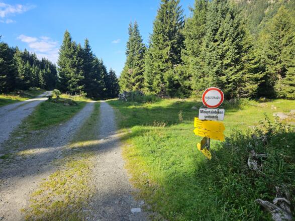 Der alternative Weg durchs Mühltal, wenn man zu Fuß heraufkommt. Mit dem Rad von links