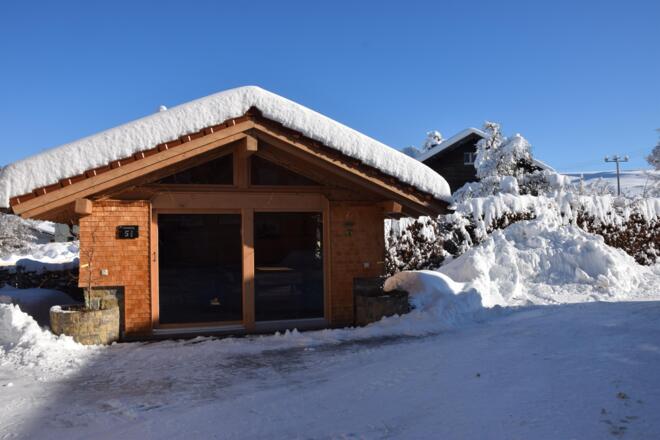 Gartenhütte in winterlichem Gewand