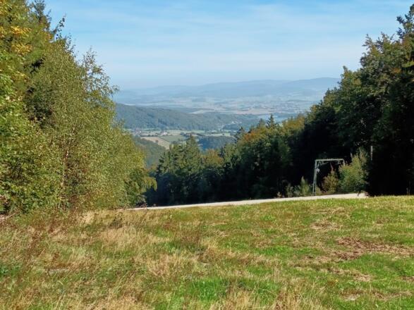 Ski-Abfahrt Voithenberg mit Blick zum Drachensee