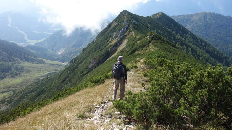 Wegteilung ~1866m, Gratweg zum Moosbergriedel