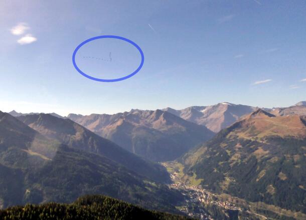 Die Flugbahn der Zugvögel verläuft südwärts über das Gasteiner Tal.