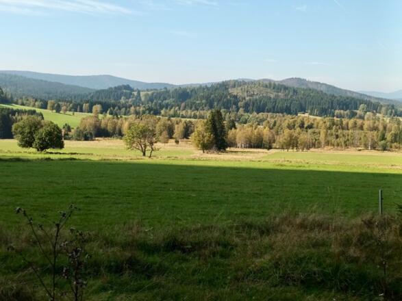 Talblick vom Weg nach Querung der B12 bei Strazny