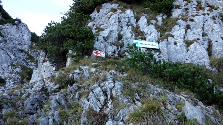 Abstieg am Klettersteig, Blick zurück