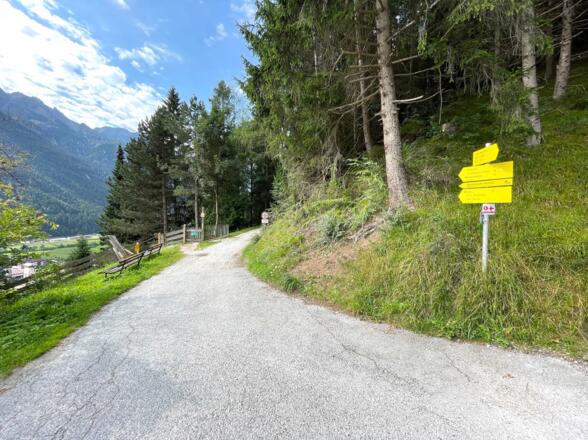 Man bleibt immer oberhalb von Fulpmes, passiert die Schlicker Almbahn und folgt nun dem Radweg in Richtung Neustift i. St.