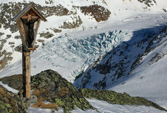 Blick von der Rauhekopfhütte zum unteren Gepatschferner