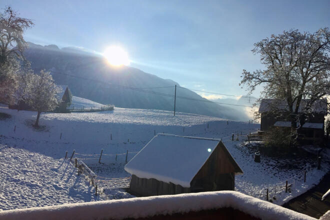 Sonnige Winterlandschaft Ferienwohnung Familie Unterberger