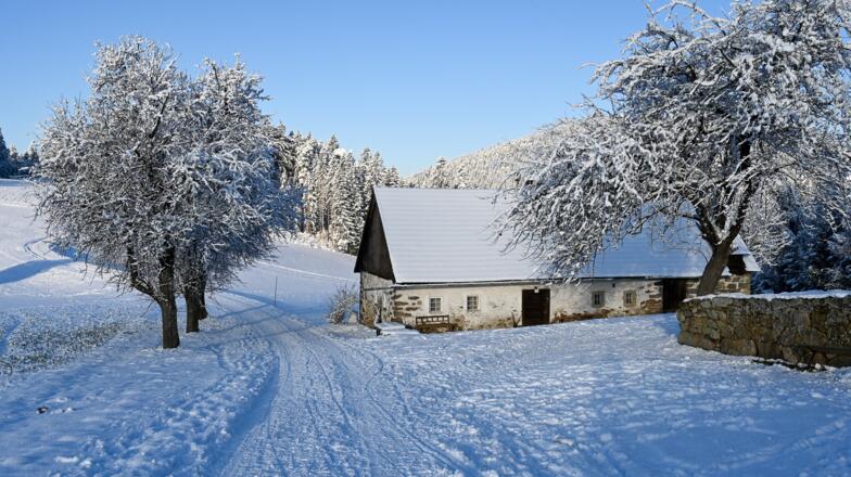 Stoabloß-Haus im Winter