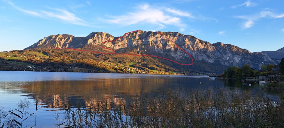 Attersee mit Höllengebirge (Blickrichtung SO)  / Route