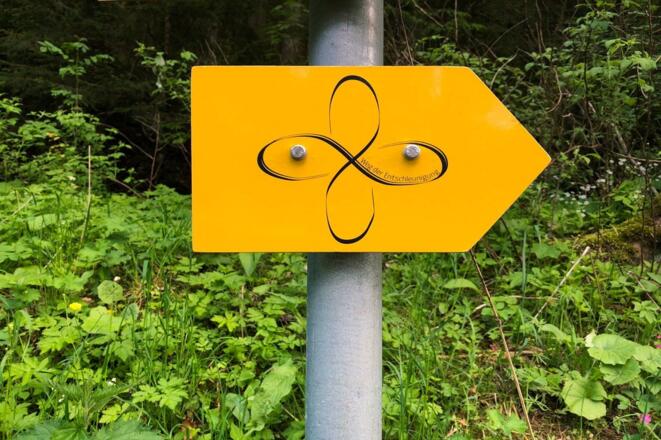 Schild Weg der Entschleunigung