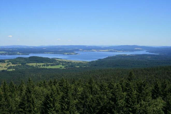 Aussicht vom Aussichtsturm Moldaublick auf dem Moldaustausee